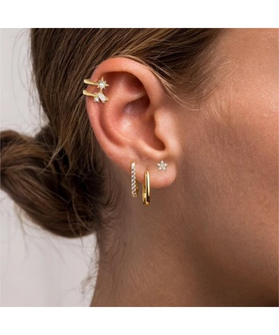 Cartilage Stud Earrings for Women Dainty Gold Earrings 14k Gold Earring Hypoallergenic Earring Set for Multiple Piercing Smal...