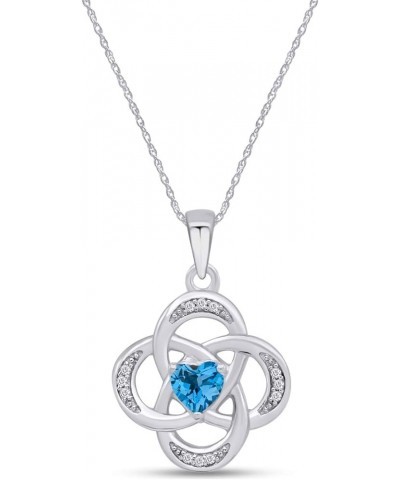 Celtic Knot Pendant Necklace in 14k White Gold Over Sterling Silver W/Chain 18 Simulated Blue Topaz $28.14 Necklaces