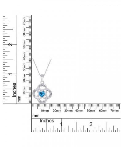 Celtic Knot Pendant Necklace in 14k White Gold Over Sterling Silver W/Chain 18 Simulated Blue Topaz $28.14 Necklaces