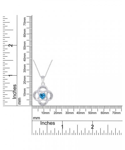 Celtic Knot Pendant Necklace in 14k White Gold Over Sterling Silver W/Chain 18 Simulated Blue Topaz $28.14 Necklaces