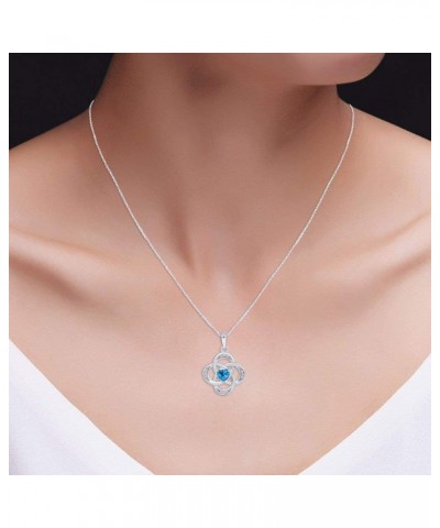 Celtic Knot Pendant Necklace in 14k White Gold Over Sterling Silver W/Chain 18 Simulated Blue Topaz $28.14 Necklaces