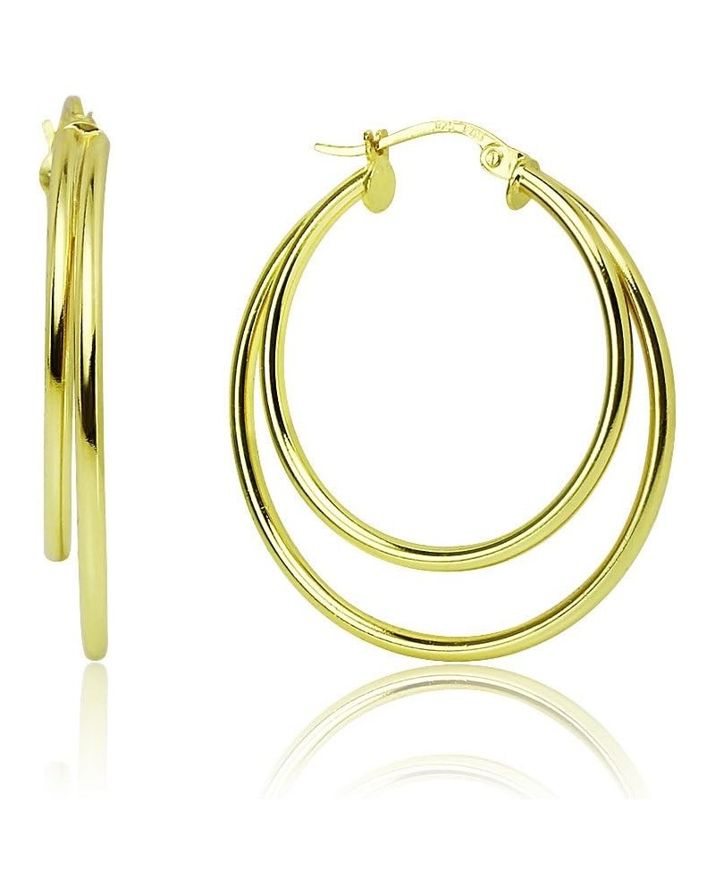 Sterling Silver High Polished Double Circle Round Click-Top Hoop Earrings Yellow Gold Flash: 30mm-1 1/5 $17.39 Earrings