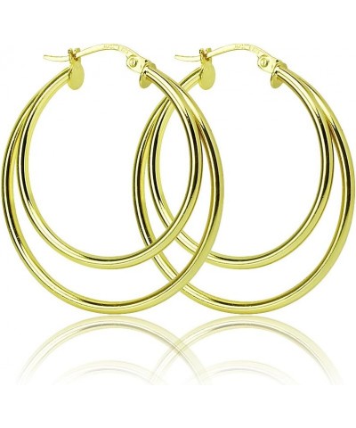 Sterling Silver High Polished Double Circle Round Click-Top Hoop Earrings Yellow Gold Flash: 30mm-1 1/5 $17.39 Earrings