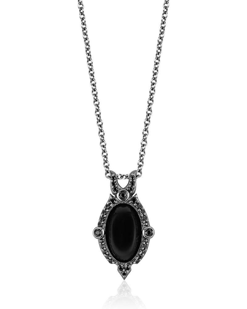 Enchanted Disney Fine Jewelry Black Rhodium Over Sterling Silver 1/4 Cttw Diamond and Onyx Maleficent Villain Pendant $93.60 ...