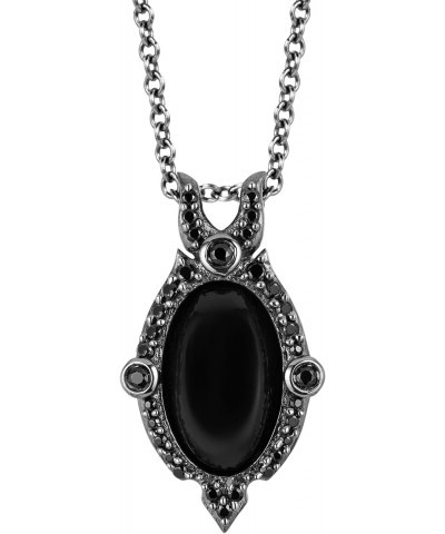 Enchanted Disney Fine Jewelry Black Rhodium Over Sterling Silver 1/4 Cttw Diamond and Onyx Maleficent Villain Pendant $93.60 ...