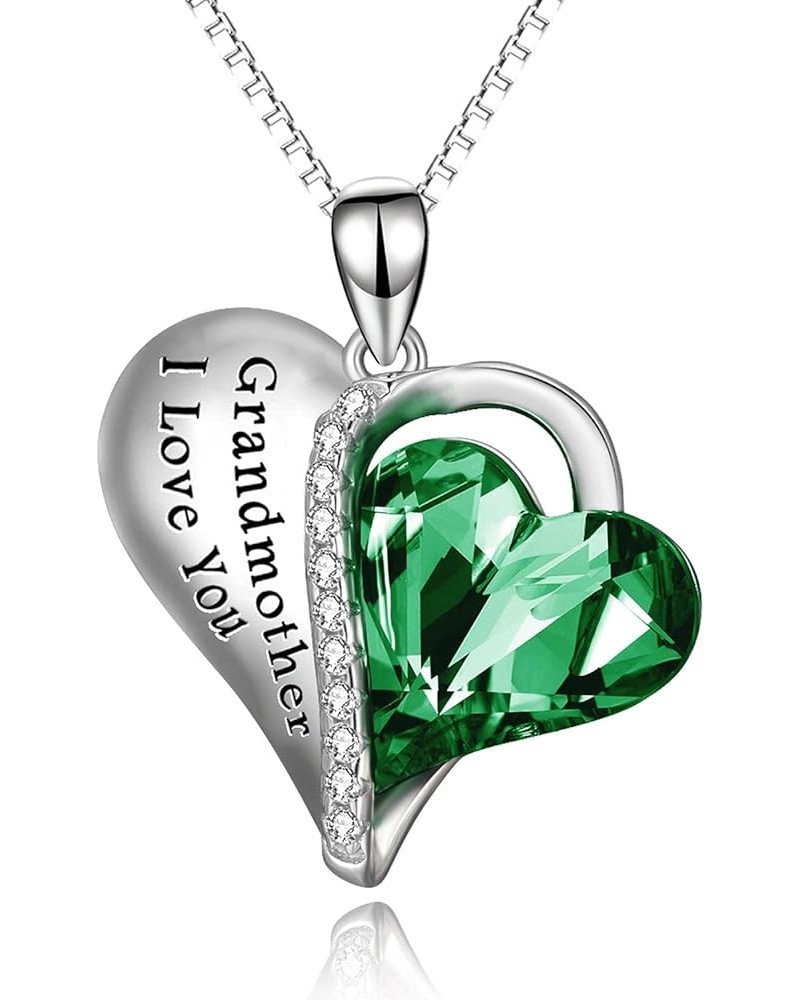 Grandma Granddaughter Necklace Sterling Silver Austrian Heart Crystal Pendant Jewelry Gifts Grandma Necklace $14.00 Necklaces