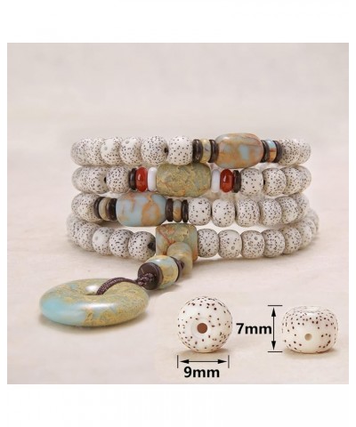 Handmade Unisex 108 Beads Mala Bracelet for Women Tibetan Bodhi Seed Mala Necklace Wrap Bracelet Agalmatolite Stone- 31 Inche...