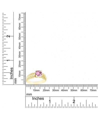 Round Shape Simulated Birthstone Engagement Ring In 14K Yellow Gold Over 925 Sterling Silver pink-tourmaline $22.14 Rings