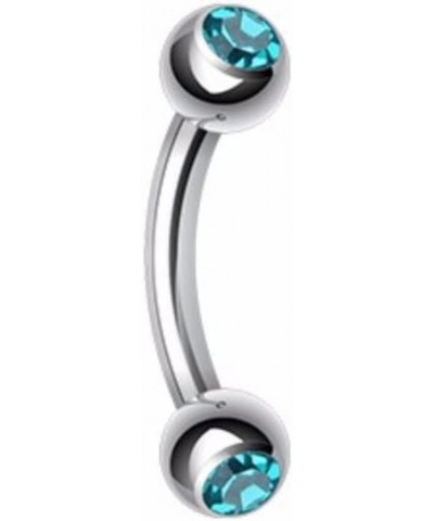 Double Gem Ball Curved Barbell WildKlass Eyebrow Ring 16 GA, 8mm, 3mm ball size, Teal $8.95 Body Jewelry