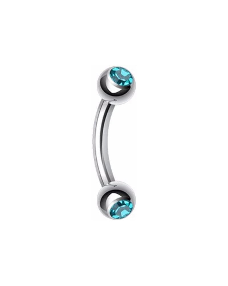 Double Gem Ball Curved Barbell WildKlass Eyebrow Ring 16 GA, 8mm, 3mm ball size, Teal $8.95 Body Jewelry