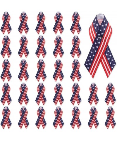 100pcs Memorial Day Ribbon Pins Red White Blue Stripe Ribbon Pin for Men Women, Patriotic American Awareness Ribbons Pins Fab...