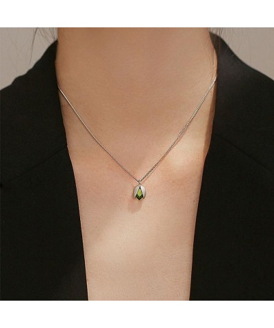 14K Gold Plated Green Crystal Women's Pendant Necklace Olivine Natural Gemstone Handmade Design Pistachio Pendant Necklace si...