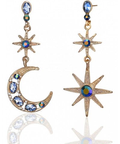 Moon & Star Dangle Earrings for Women, Blue $4.93 Earrings